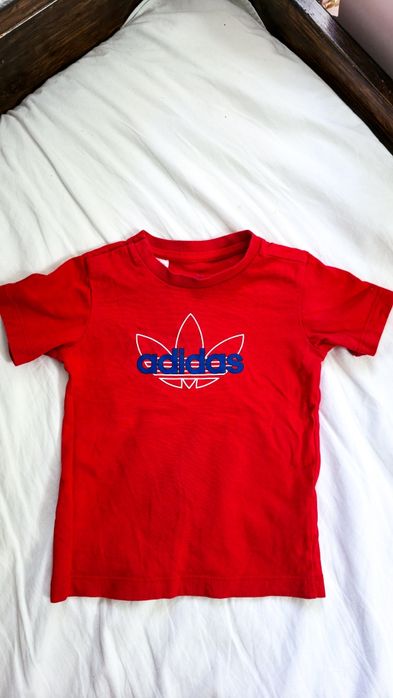 Czerwony t-shirt adidas niemowlęcy bluzka koszulka