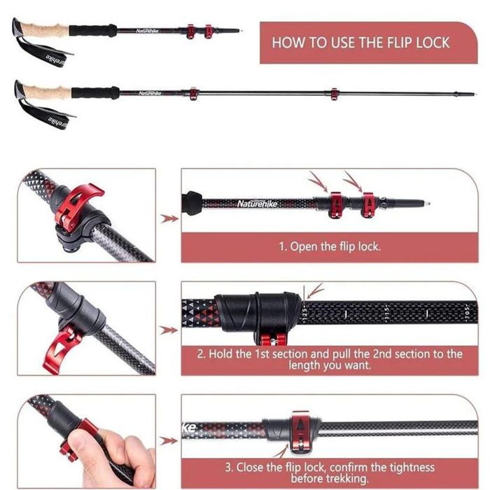 Трекінгові карбонові палиці Naturehike