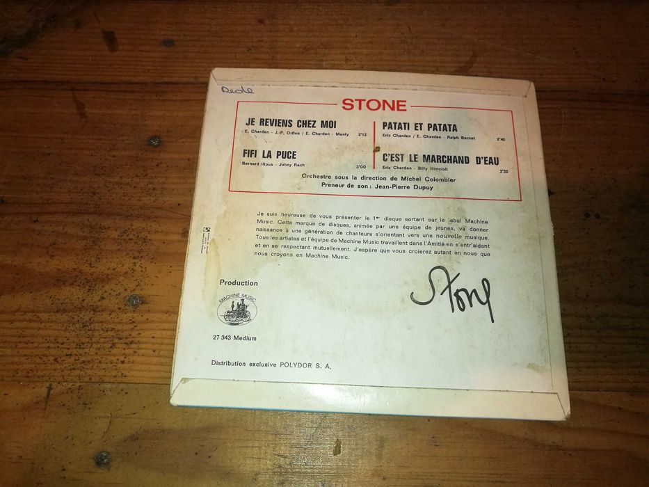 Stone - Je Reviens Chez Moi (edição Francesa - 1968) SINGLE