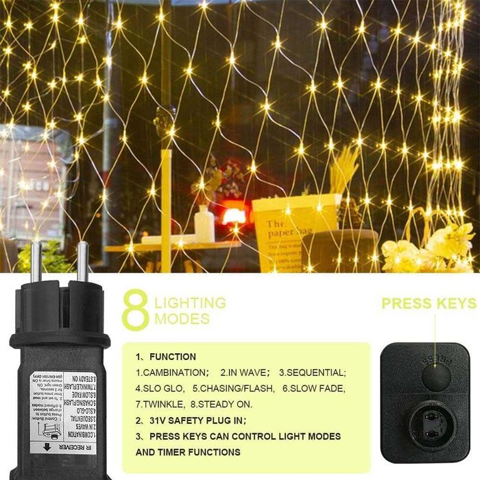 kurtyna 200 led światełka girlandy 3x2m