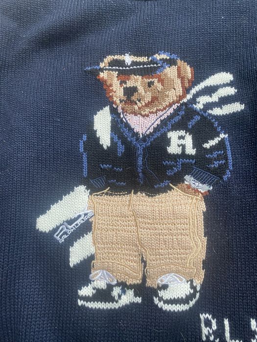 Sweter ralph lauren bear granatowy