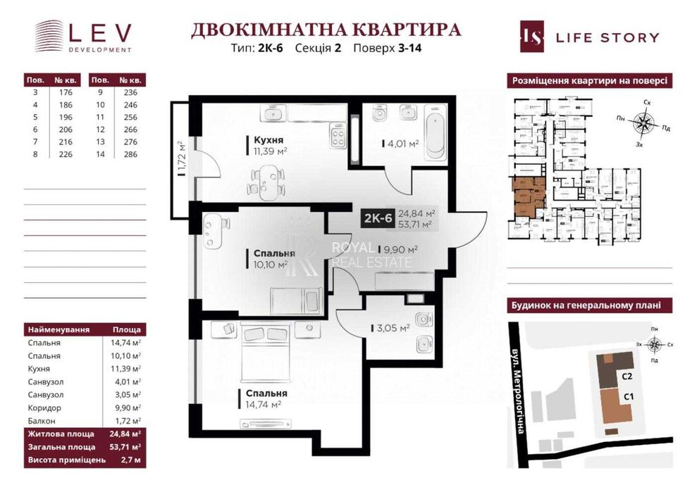 Продаж Квартира 2кім 58м2 ЖК Life Story Метро Теремки