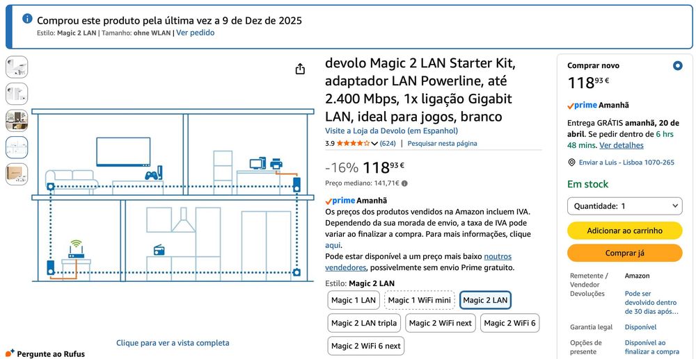 Devolo Magic 2 LAN até 2400 Mbps448430416163645443