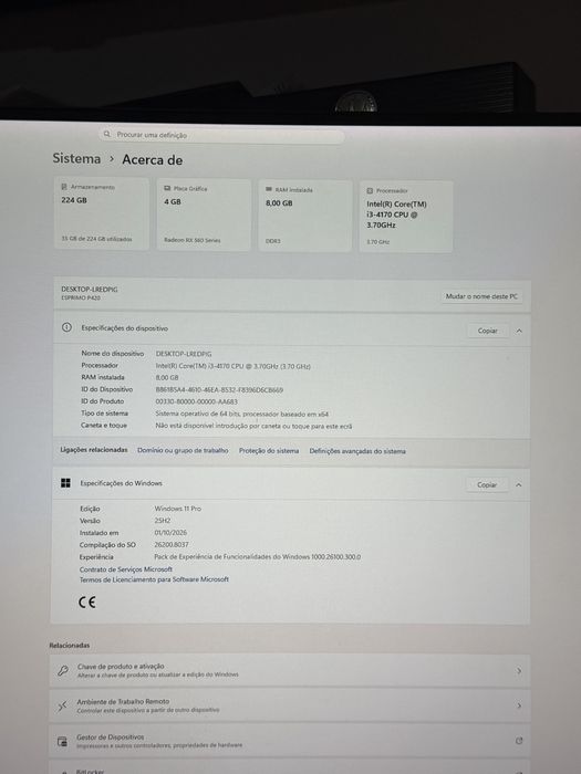 PC GAMING RGB OTIMIZADO | RX 560 4GB | SSD | WINDOWS 11 PRO