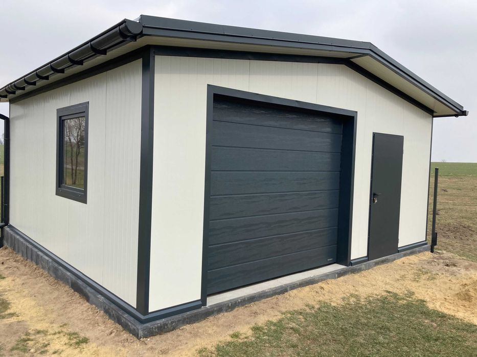 Garaż z płyty warstwowej garaż ocieplany garaż przemysłowy płyta EPS