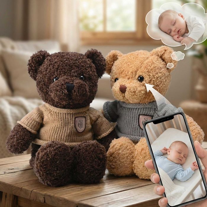 Kamera wifi szpiegowska w butelce pluszaku w oku misia w torebce