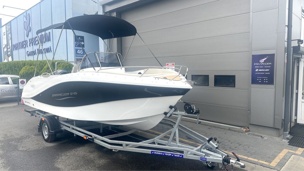 Nowa Łódź motorowa Barracuda 545 Open Mercury F115 ELPT przyczepa FILM
