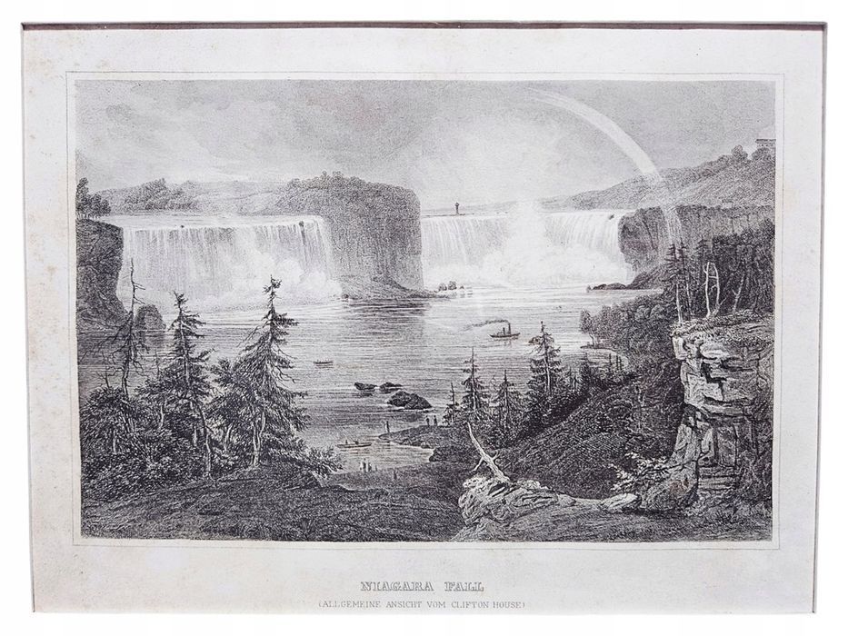 Rycina Niagara Fall Allgemeine Ansicht Niemcy ok 1845 Passe-partout