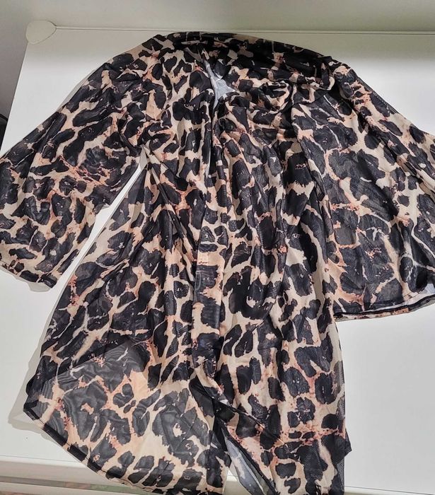 Nowa Narzutka Kimono Mesh Panterka Leopard Rozmiar M