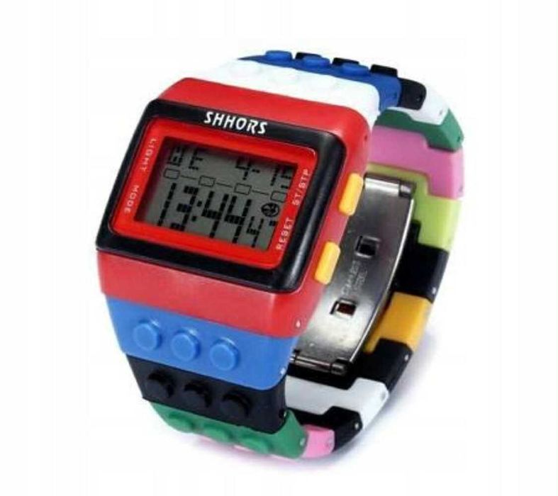 LEGOcyfrowy zegarek dziecięcy kolorowy klocki lego kwarcowy alarm data