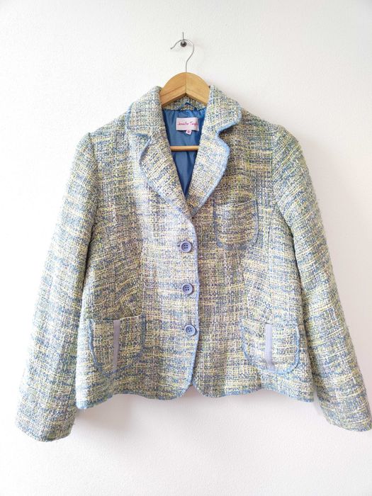 Marynarka Żakiet Vintage 42 70 80s Tweed Tweedowa