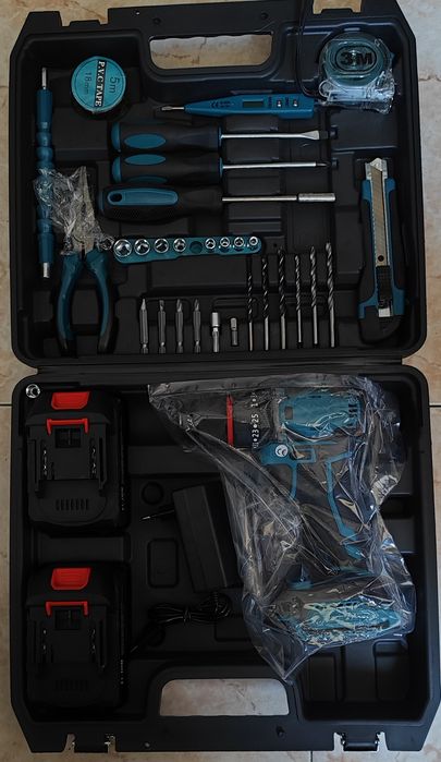 Kit completo de ferramentas com aparafusadora de impacto