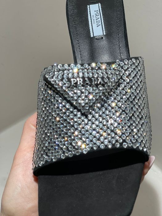 Prada Swarovski cristal mules klapki PRADA kryształki r.40
