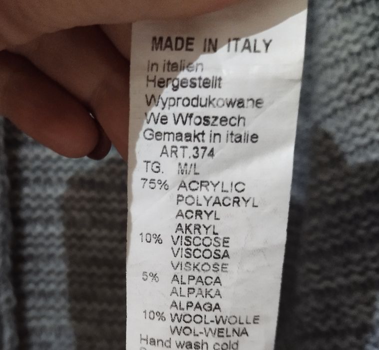 Ciepły sweter narzutka kardigan  oversize S M L XL Wełna Alpaka