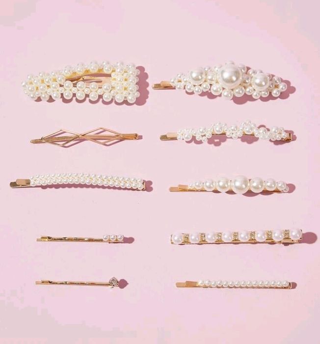 Conjunto de 10 ganchos com pérolas