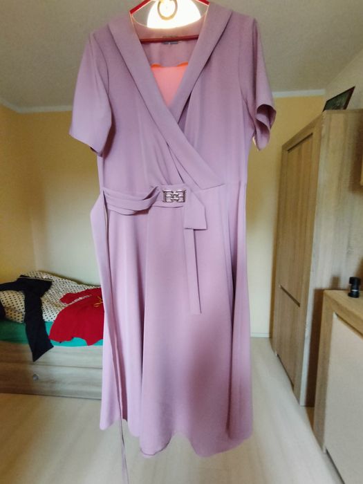 Sukienka na wesele i inne okazje,pudrowy róż,48