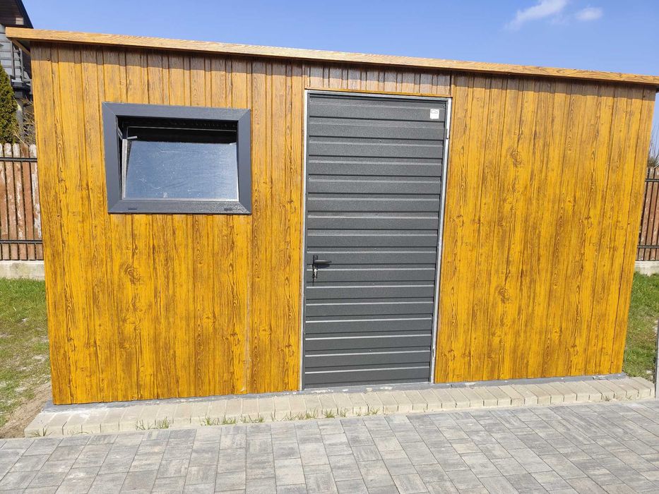 Domek Narzędziowy z Wiatką Schowek Ogrodowy Drewutnia