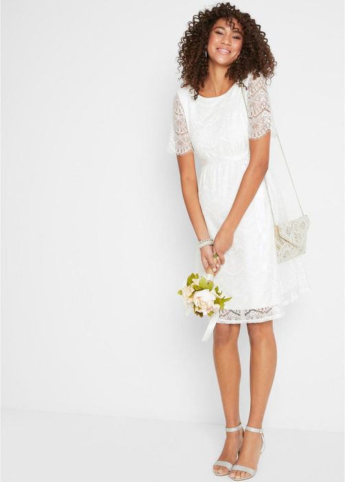 Sukienka ciążowa biała ślubna 36 S Bonprix