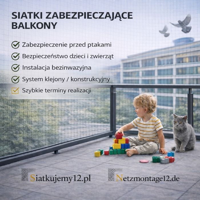 Siatka na balkon/dla kota/przeciwko gołębiom/montaż siatki