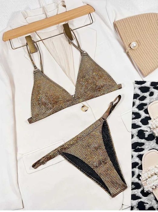 Sexy Strój Kąpielowy BIKINI Brazylijskie Komplet Pół Stringi - L