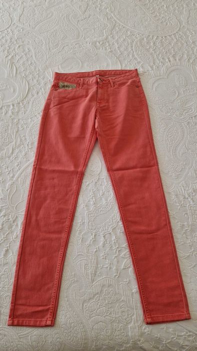 Calças de ganga skinny, Mango, coral, tamanho 36