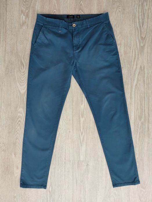 Pull&Bear spodnie eleganckie chinosy niebieskie idealne W38