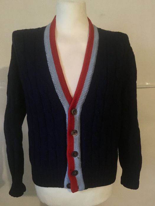 Granatowy Kardigan Jotka True Vintage Rozpinany Sweter Wełniany Szkoła
