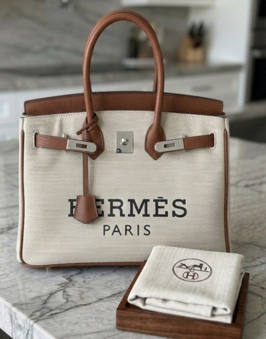Torebka Hermes canvas beż brąz nowa unikat