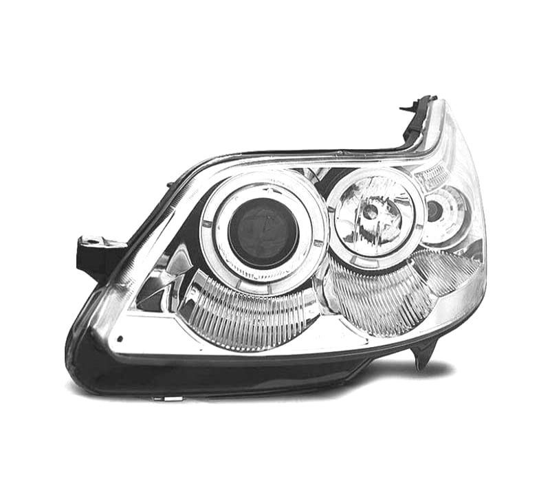 FARÓIS FRONTAIS CITROEN C4 04-09 ANGEL EYES FUNDO CROMADO