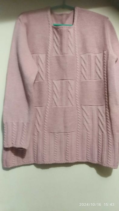 В'язаний джемпер жін. 50-52р напіввовна, пастельно рожевий пудровий