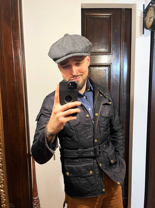 KASZKIET wełniany jodełka tweed czapka bakerboy PEAKY BLINDERS