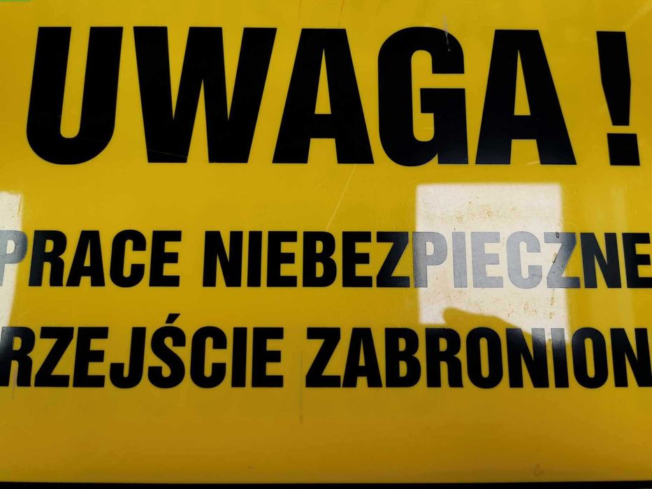Tablica informacyjna budowlana UWAGA prace niebez przejście zabronione