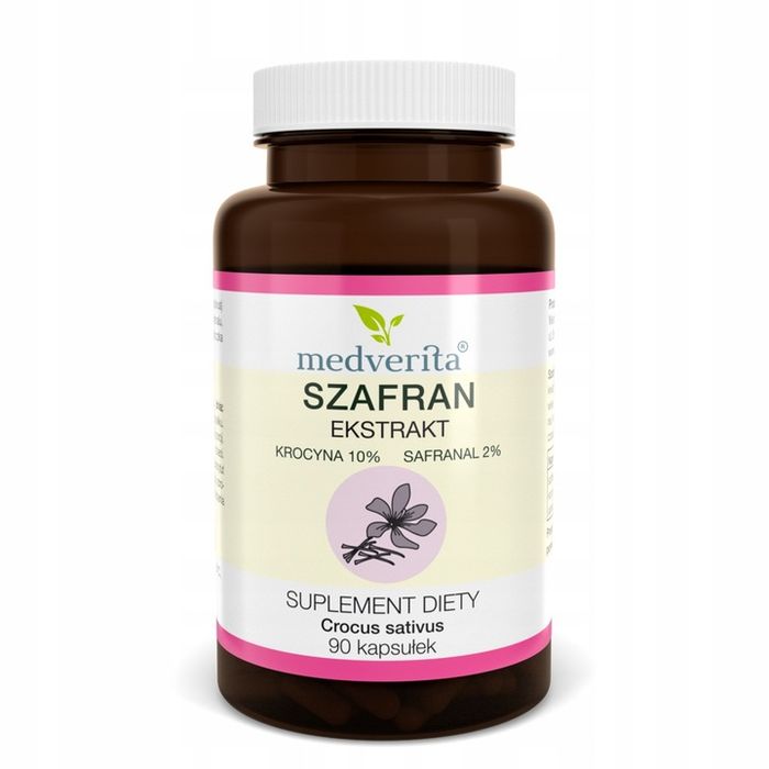 SZAFRAN EKSTRAKT 30mg Krocyna Safranal Crocus sativus - 90 kapsułek