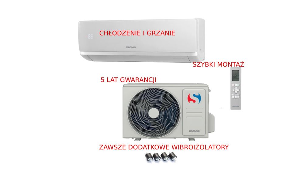 klimatyzator Sinclair 3,5kw grzeje do -20 WiFi Klimatyzacja montaż