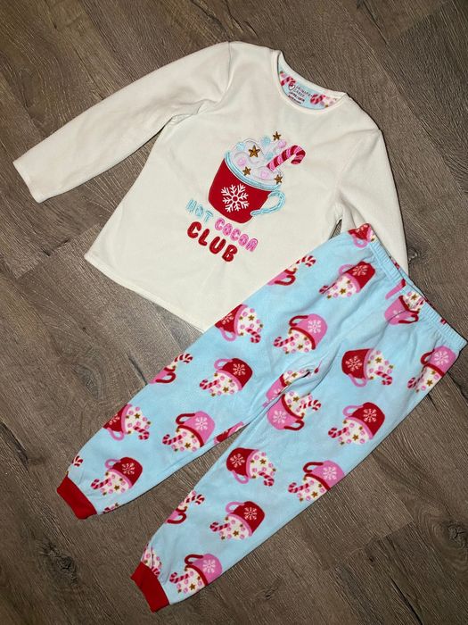 Тепла флісова піжама дівчинці 7-8р. комплект кофтинка і штани для дому