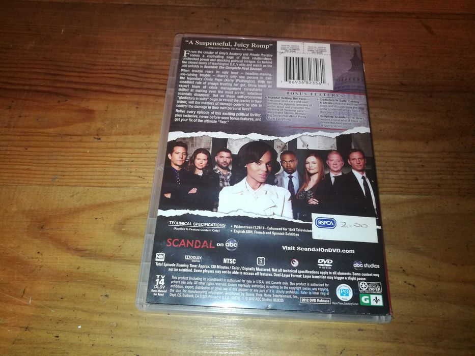 SCANDAL (THE COMPLETE FIRST SEASON)	2XDVD (leg- Ing - Região 1 USA)