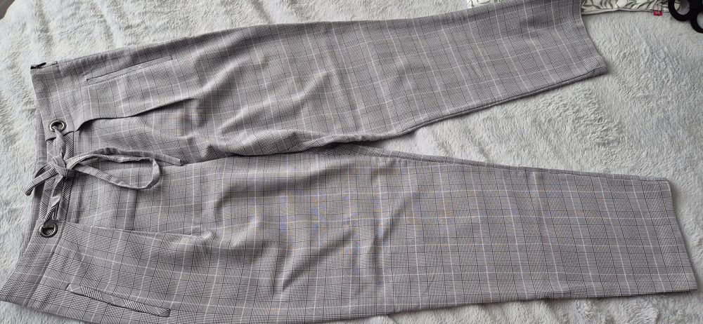 Spodnie w kratkę szare eleganckie Reserved 40