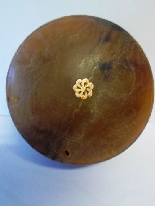 antiga caixa de rapé em tortoise com incrustações em ouro Sec.XIX