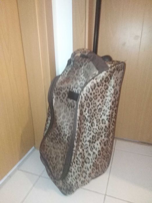 Mala viagem trolley padrão leopardo 50x25cm