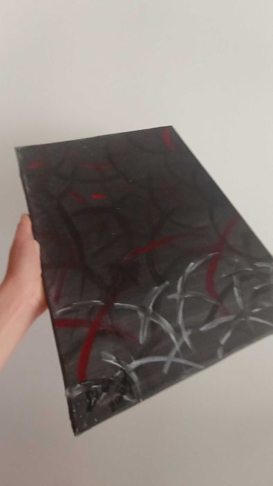 Quadro Abstrato Preto, Vermelho e Verde