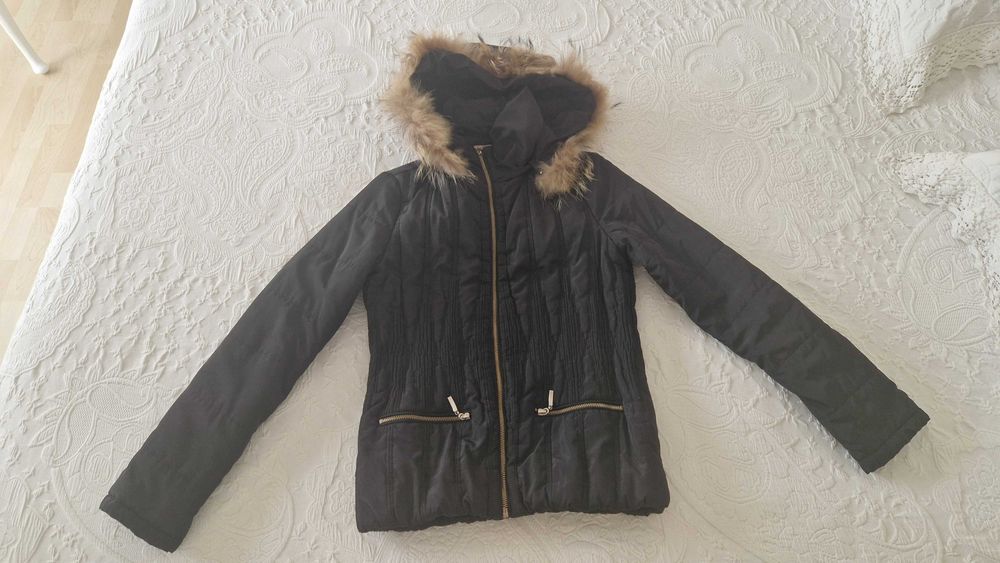 Casaco acolchoado preto, tamanho S