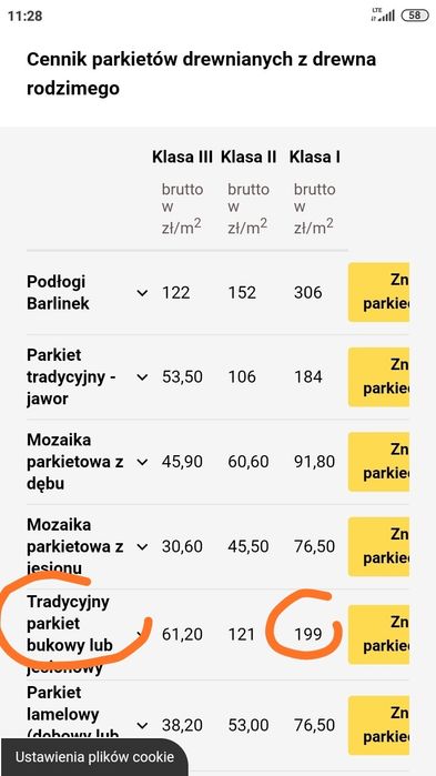 OKAZJA! Parkiet bukowy kl. 1/ klepki