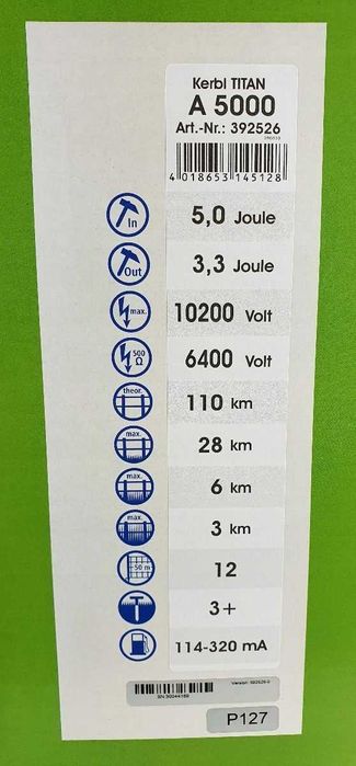 Elektryzator akumulatorowy TITAN A 5000, dla koni, bydła 5,0 J
