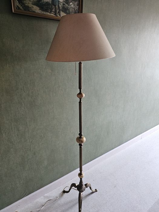 Mosiężna lampa podłogowa  Vintage Marmur