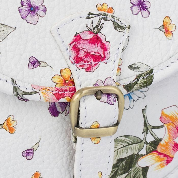 Białe kwiaty Damska Skórzana Mała Torebka Listonoszka podkówka weekend