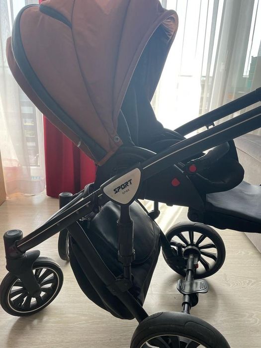 Wózek anex sport 2w1 czarny brązowy gondola spacerówka