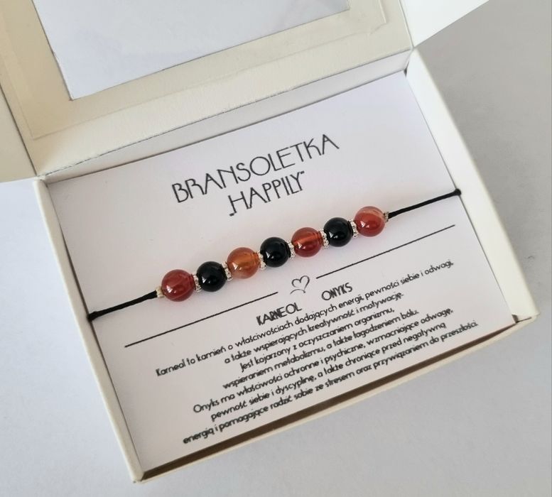 Bransoletka szczęścia karneol onyks