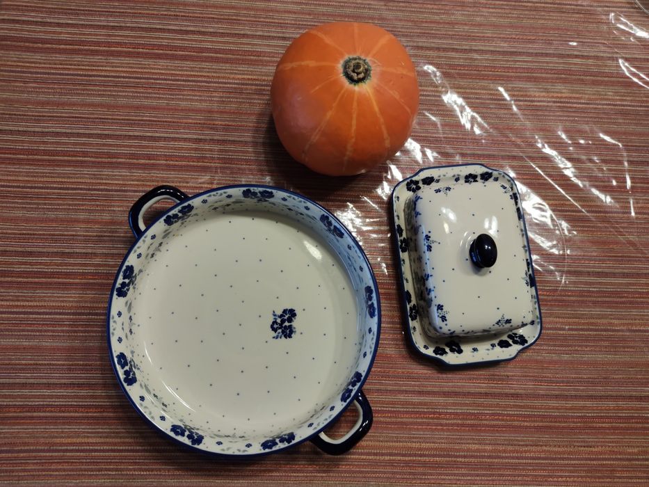 Bolesławiec maselnica JZ43 kobalt niebieski gat. 1