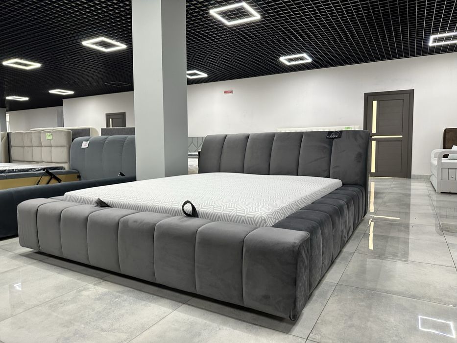 Ліжко Лотос з матрасом  160*200, графіт, сіре, акція ( ліжко+матрас)