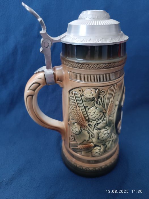 Kufel do piwa Sitzendorf cynkowa pokrywka